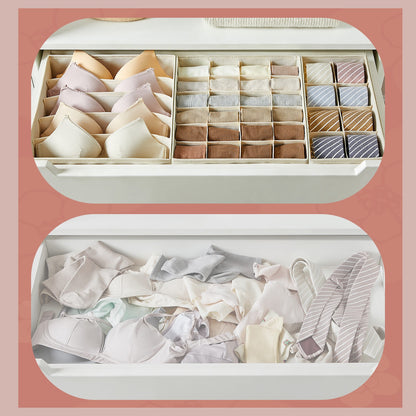Set of 8 Underwear Organisers, Wardrobe Drawer Organiser, Beige - image 3
