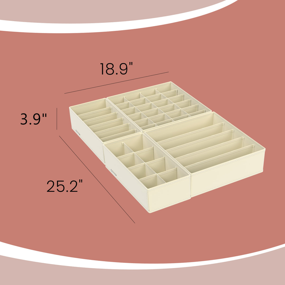 Set of 8 Underwear Organisers, Wardrobe Drawer Organiser, Beige - image 5