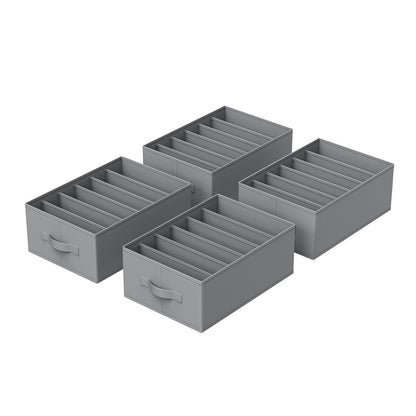 Set of 4 Wardrobe Clothes Organizers, 6-Compartment Foldable Drawer Organizers, Gray - image 2