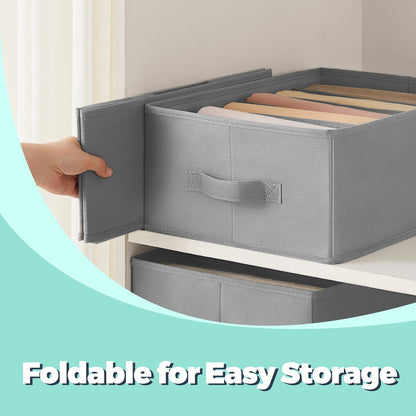 Set of 4 Wardrobe Clothes Organizers, 6-Compartment Foldable Drawer Organizers, Gray - image 4