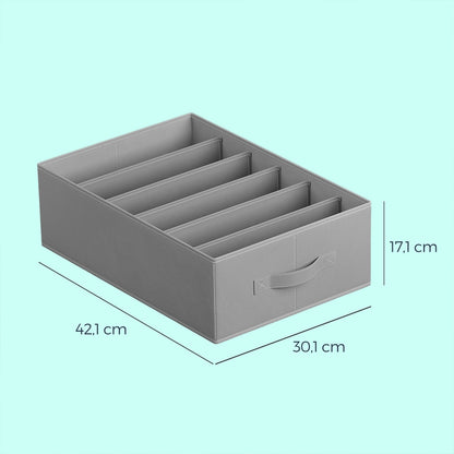Set of 4 Wardrobe Clothes Organizers, 6-Compartment Foldable Drawer Organizers, Gray - image 6