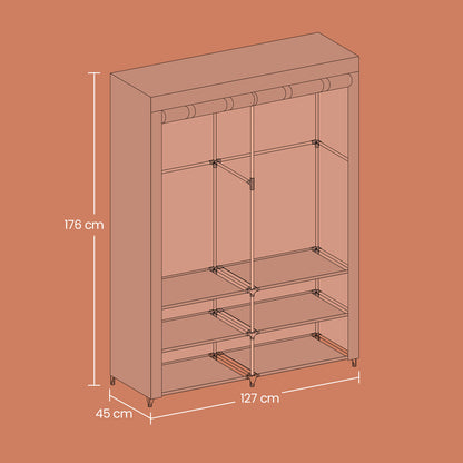 Clothes Wardrobe, Portable Closet, 2 Hanging Rails - image 6