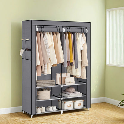 Clothes Wardrobe, Portable Closet, 2 Hanging Rails - image 7