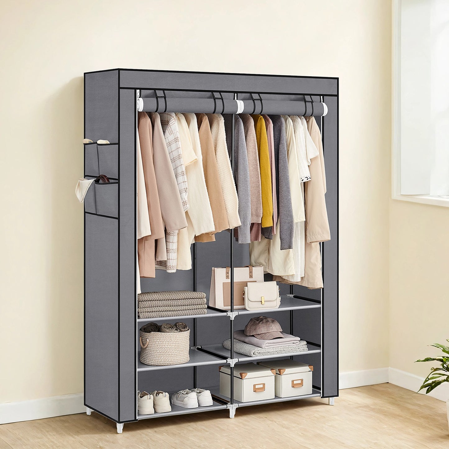 Clothes Wardrobe, Portable Closet, 2 Hanging Rails - image 8