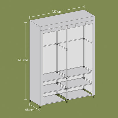 Clothes Wardrobe, Portable Closet, 2 Hanging Rails - image 11