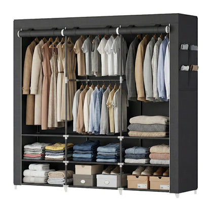 Clothes Wardrobe, Portable Closet, 2 Hanging Rails - image 13