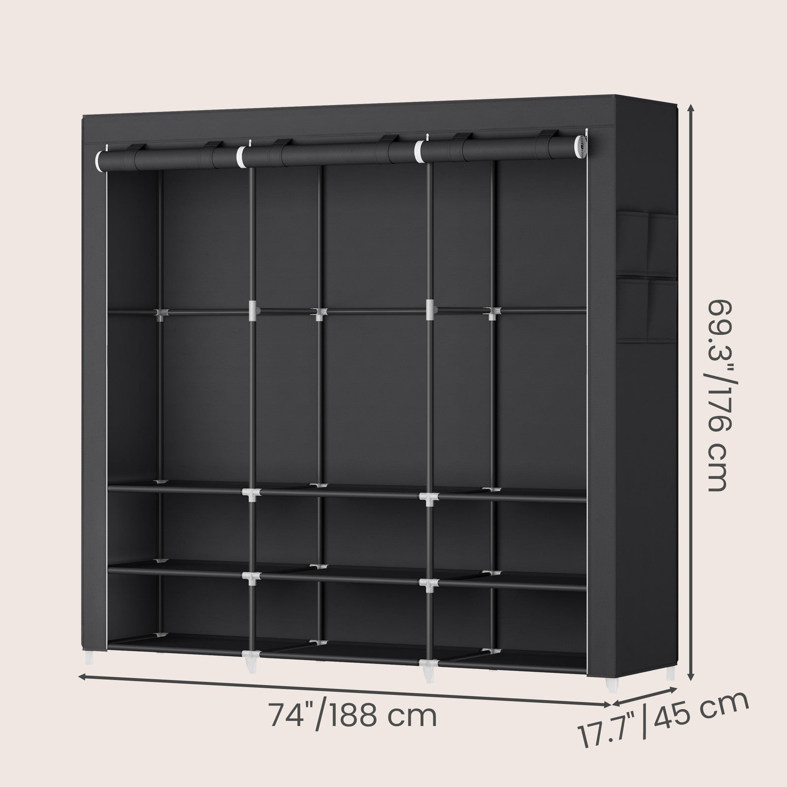 Clothes Wardrobe, Portable Closet, 2 Hanging Rails - image 14