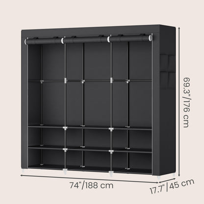 Clothes Wardrobe, Portable Closet, 2 Hanging Rails - image 14