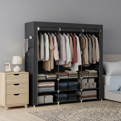 Clothes Wardrobe, Portable Closet, 2 Hanging Rails - image 15