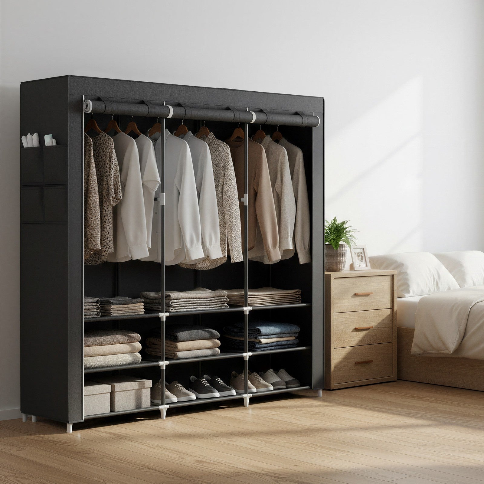 Clothes Wardrobe, Portable Closet, 2 Hanging Rails - image 16