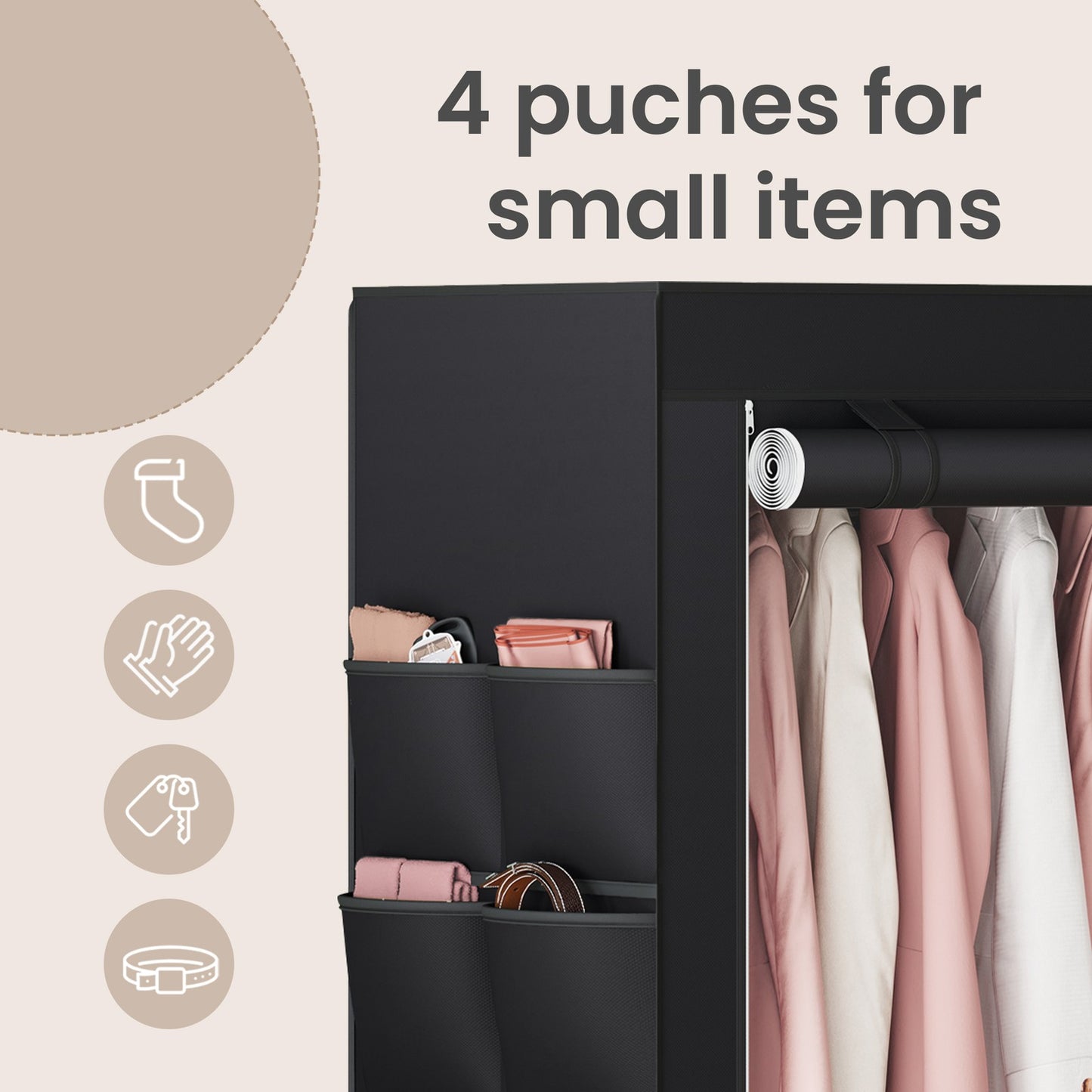 Clothes Wardrobe, Portable Closet, 2 Hanging Rails - image 17