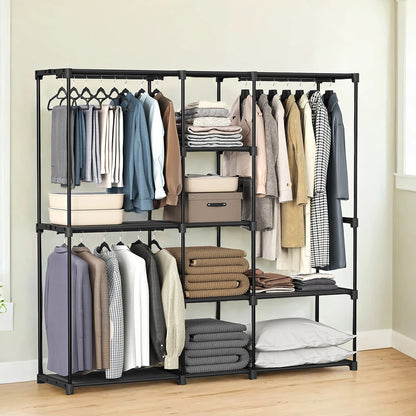 Portable Open Wardrobe, Clothes Rack, Freestanding Wardrobe with Clothes Rails and Fabric Shelves for Bedroom - image 7