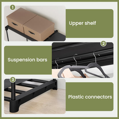 Portable Open Wardrobe, Clothes Rack, Freestanding Wardrobe with Clothes Rails and Fabric Shelves for Bedroom - image 8