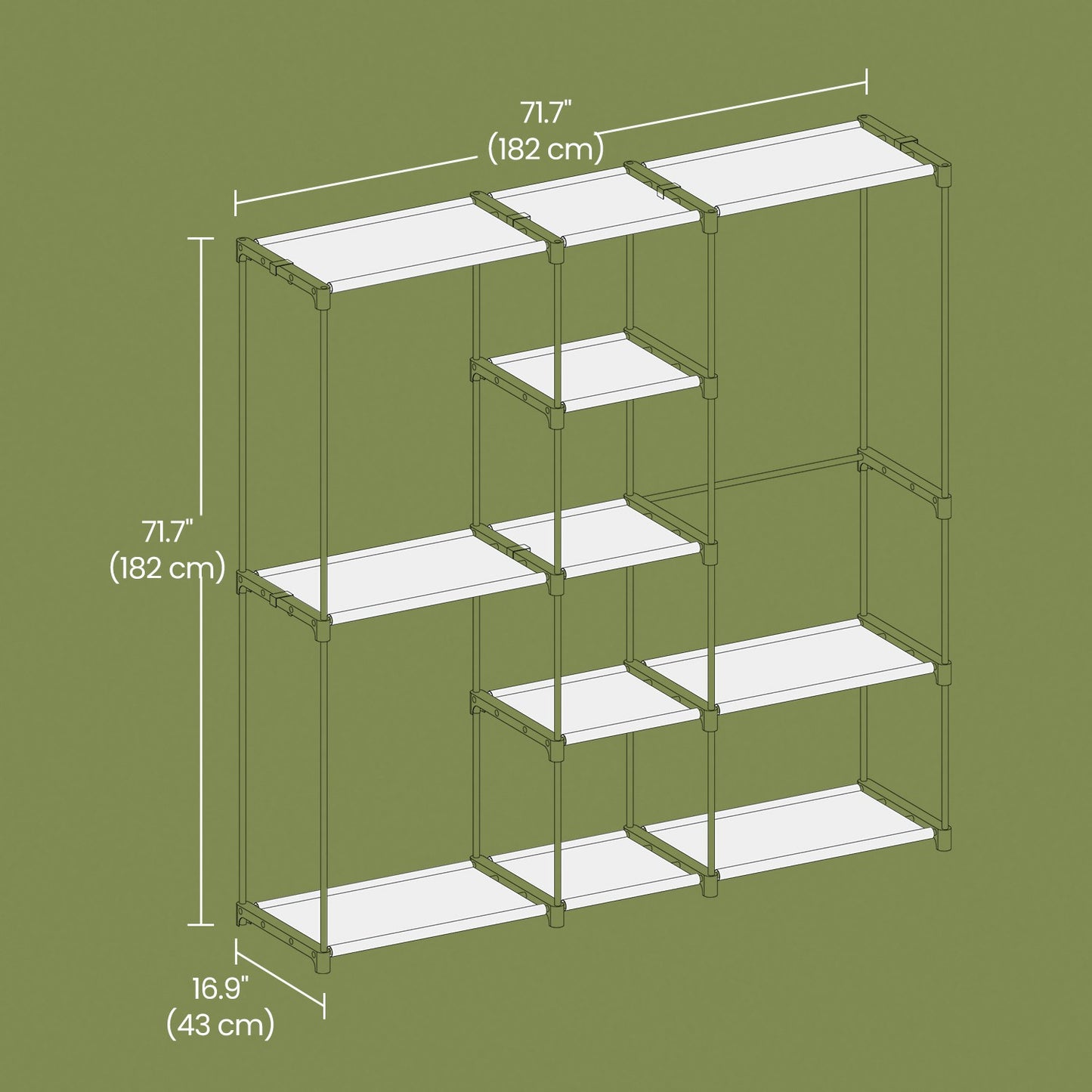 Portable Open Wardrobe, Clothes Rack, Freestanding Wardrobe with Clothes Rails and Fabric Shelves for Bedroom - image 10