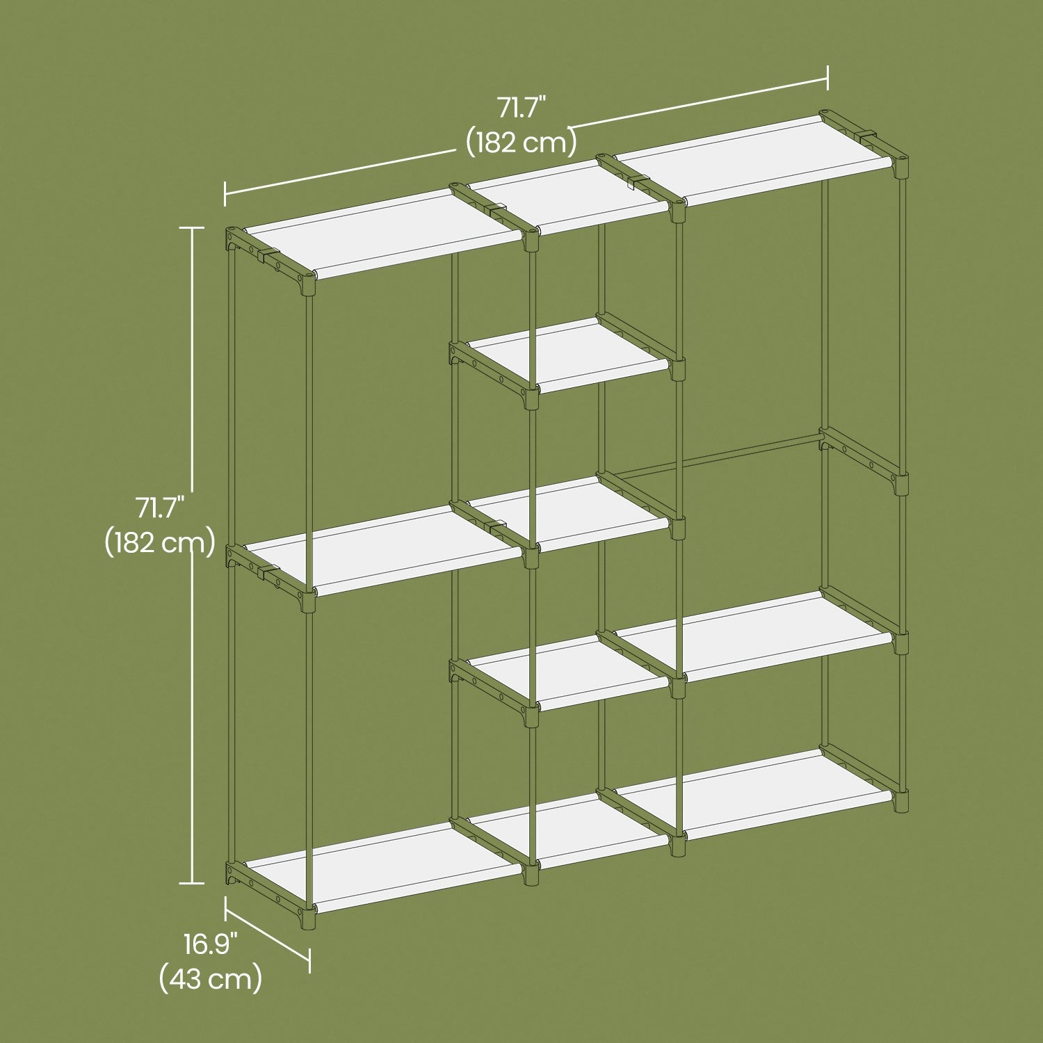 Portable Open Wardrobe, Clothes Rack, Freestanding Wardrobe with Clothes Rails and Fabric Shelves for Bedroom - image 10