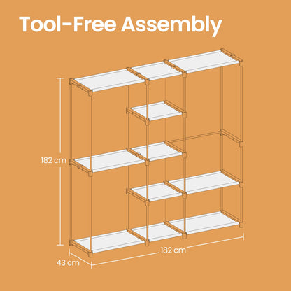Portable Open Wardrobe, Clothes Rack, Freestanding Wardrobe with Clothes Rails and Fabric Shelves for Bedroom - image 5
