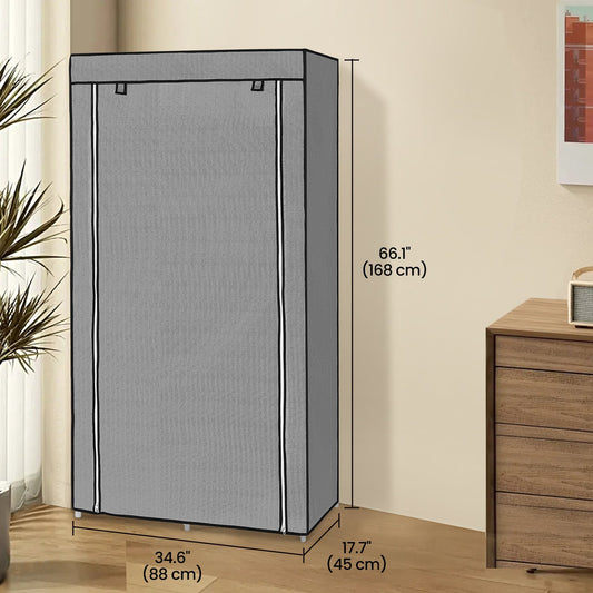 Portable Closet, Wardrobe Closet Organiser with Non-Woven Fabric Cover, Hanging Rods and Shelves - image 1