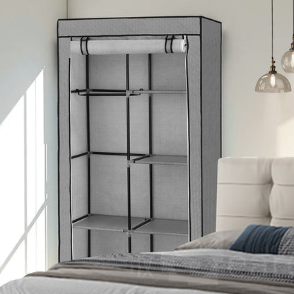 Portable Closet, Wardrobe Closet Organiser with Non-Woven Fabric Cover, Hanging Rods and Shelves - image 2