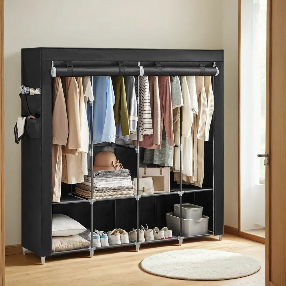 Portable Closet, Wardrobe Closet Organiser with Cover, 4 Hanging Rods and Shelves - image 14