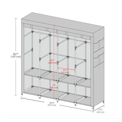 Portable Closet, Wardrobe Closet Organiser with Cover, 4 Hanging Rods and Shelves - image 17