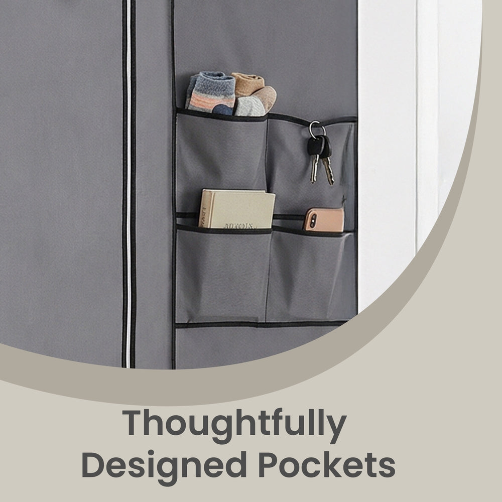 Portable Closet, Wardrobe Closet Organiser with Cover, 4 Hanging Rods and Shelves - image 6