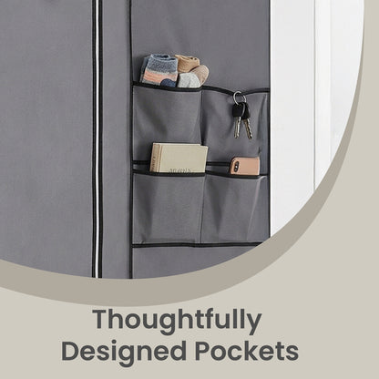 Portable Closet, Wardrobe Closet Organiser with Cover, 4 Hanging Rods and Shelves - image 6
