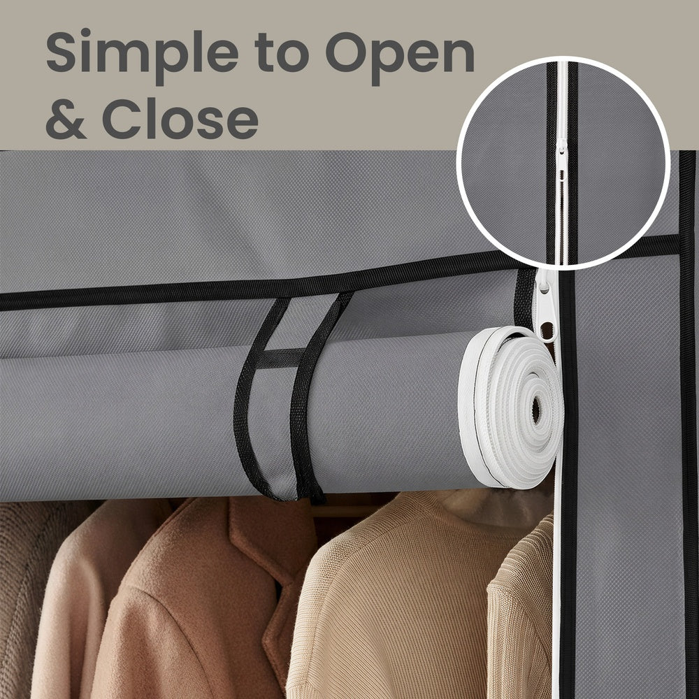 Portable Closet, Wardrobe Closet Organiser with Cover, 4 Hanging Rods and Shelves - image 9