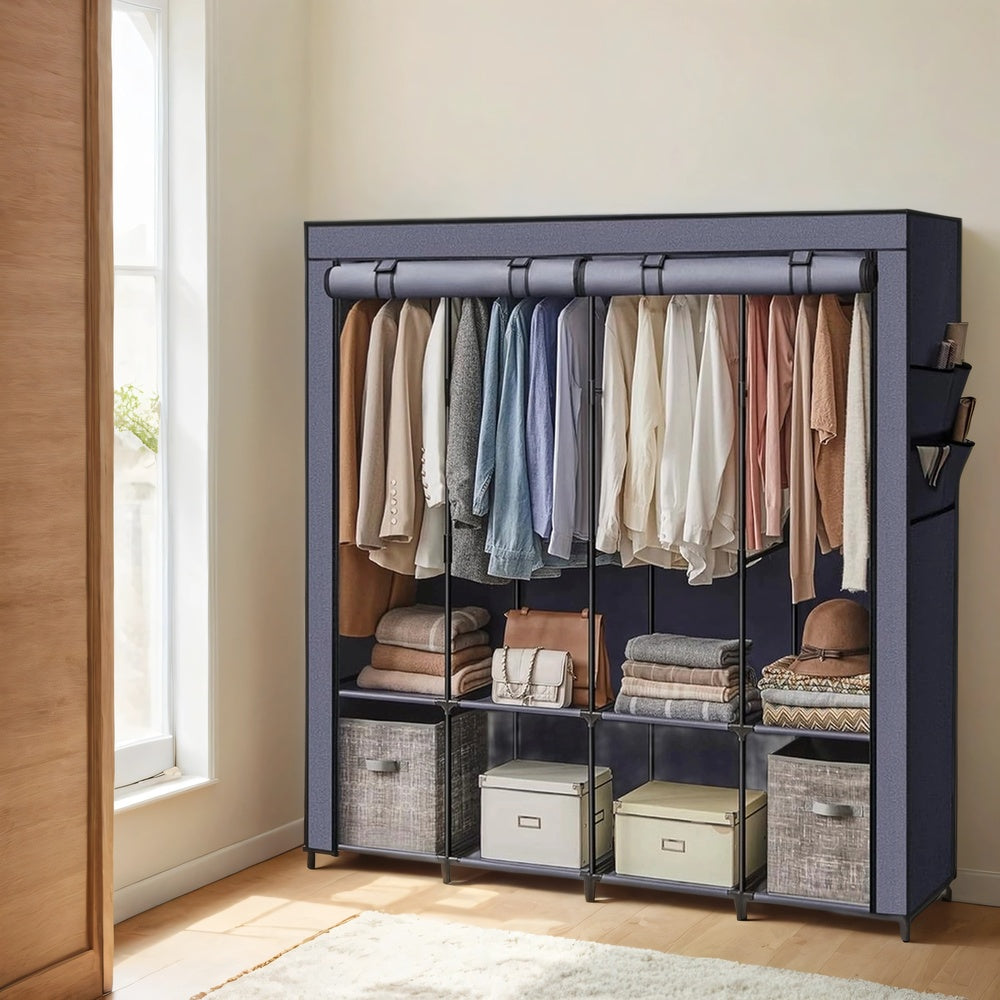 Portable Closet, Wardrobe Closet Organiser with Cover, 4 Hanging Rods and Shelves - image 19