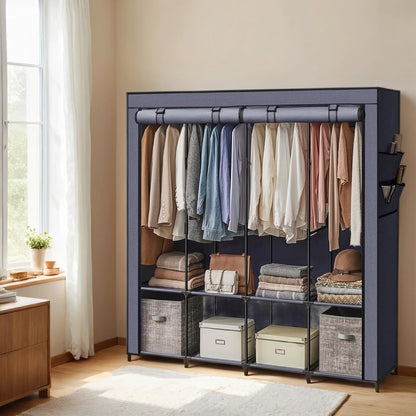Portable Closet, Wardrobe Closet Organiser with Cover, 4 Hanging Rods and Shelves - image 20