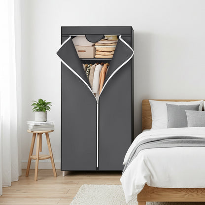 Foldable Fabric Wardrobe With Hanging Rail, Portable Closet Organizer for Clothes, Bags - image 4