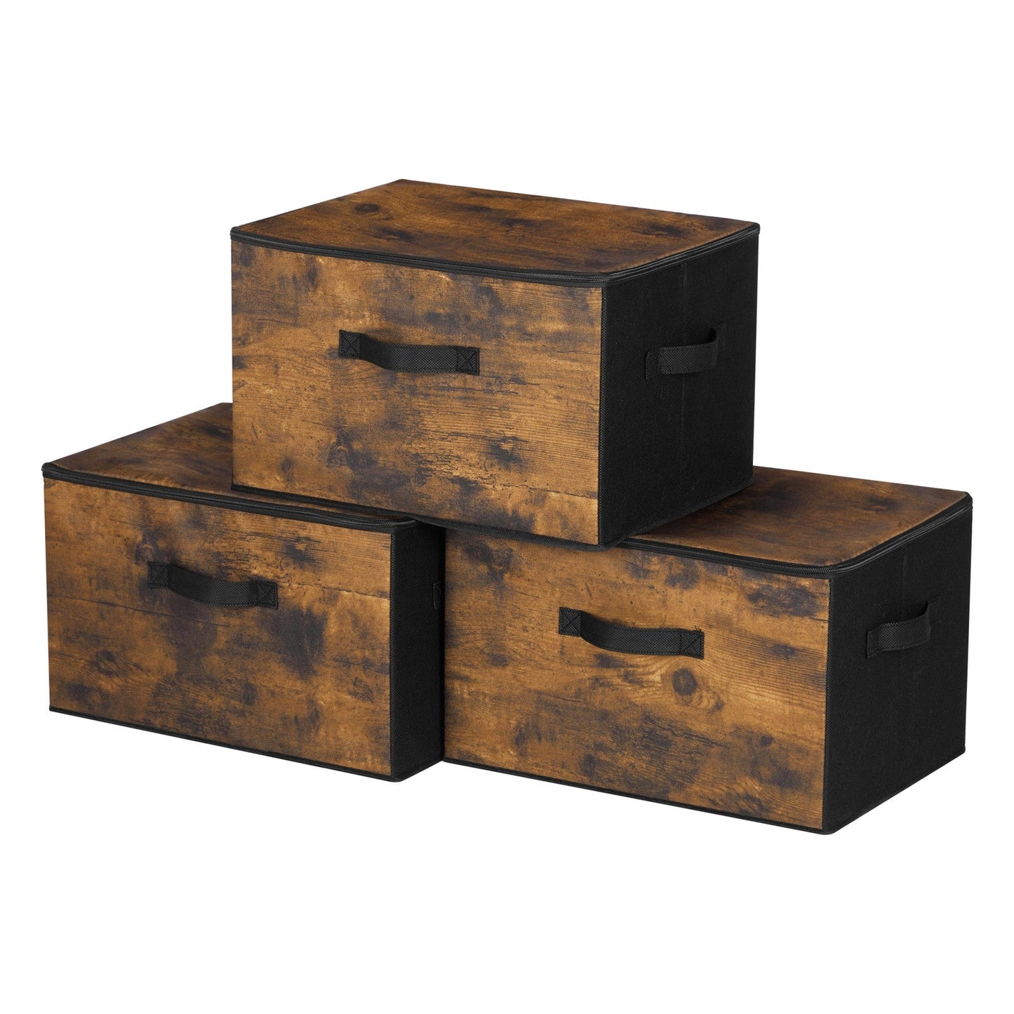 Foldable Storage Organiser Boxes, Set of 3 Storage Basket Bins with Handles, Clothes Organiser - image 1
