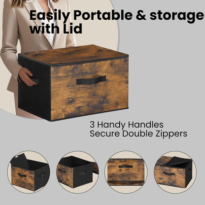 Foldable Storage Organiser Boxes, Set of 3 Storage Basket Bins with Handles, Clothes Organiser - image 2