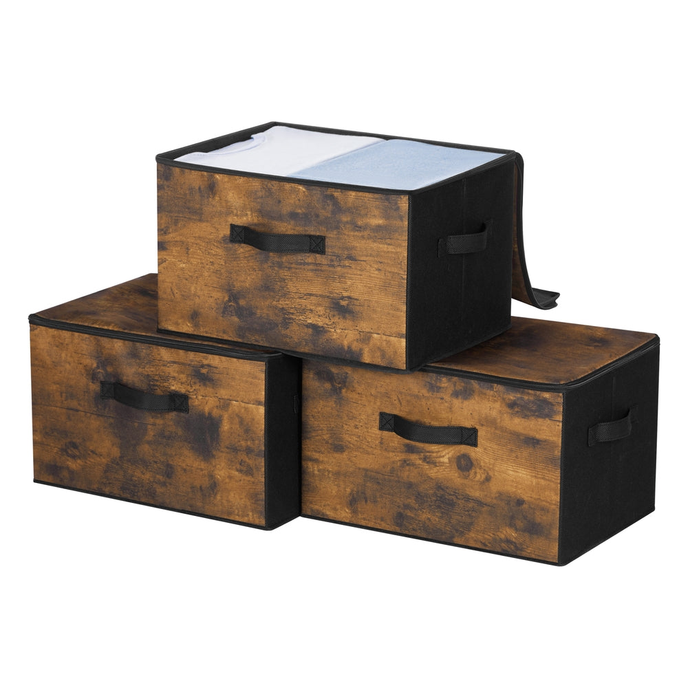 Foldable Storage Organiser Boxes, Set of 3 Storage Basket Bins with Handles, Clothes Organiser - image 5