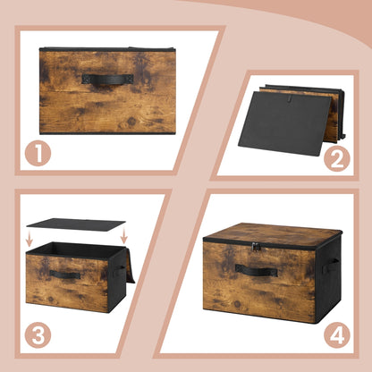 Foldable Storage Organiser Boxes, Set of 3 Storage Basket Bins with Handles, Clothes Organiser - image 6