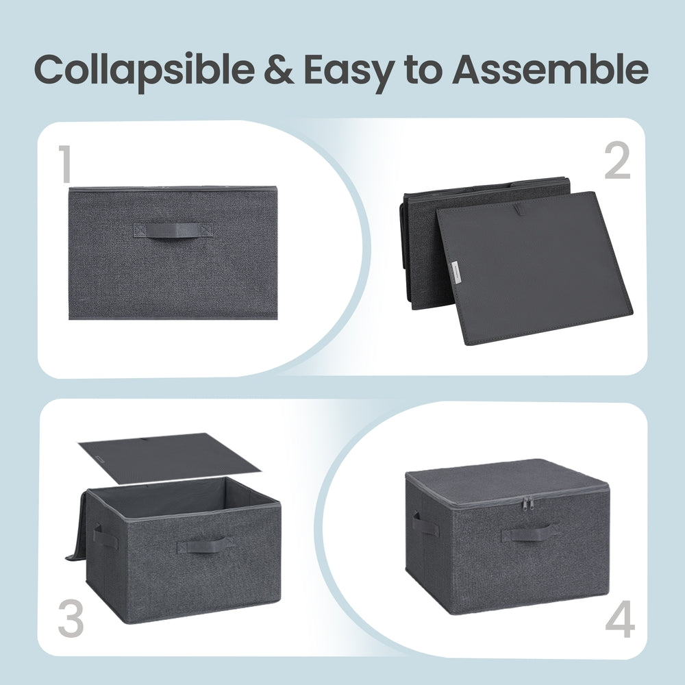Foldable Storage Organiser Boxes, Set of 3 Storage Basket Bins with Handles, Clothes Organiser - image 37