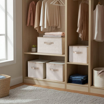 Foldable Storage Organiser Boxes, Set of 3 Storage Basket Bins with Handles, Clothes Organiser - image 19
