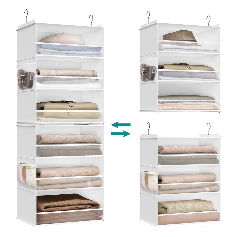 Hanging Wardrobe Organiser 6-Tier Separable Foldable Cloud White - image 1