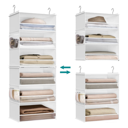 Hanging Wardrobe Organiser 6-Tier Separable Foldable Cloud White - image 1