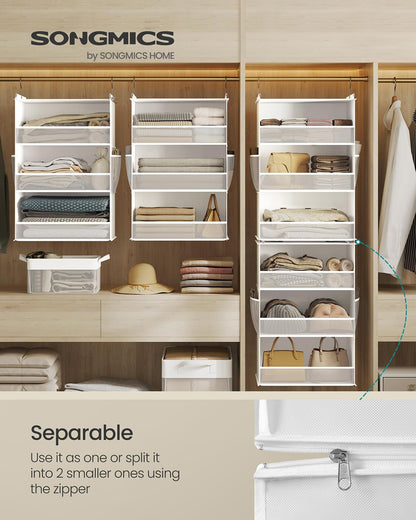 Hanging Wardrobe Organiser 6-Tier Separable Foldable Cloud White - image 2
