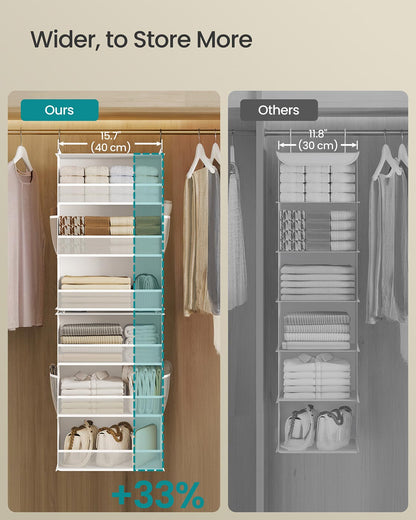 Hanging Wardrobe Organiser 6-Tier Separable Foldable Cloud White - image 3