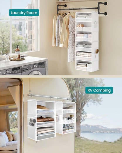 Hanging Wardrobe Organiser 6-Tier Separable Foldable Cloud White - image 5