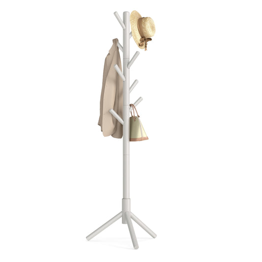 Standing Coat Rack, 8 Hooks, Cappuccino Beige - image 1