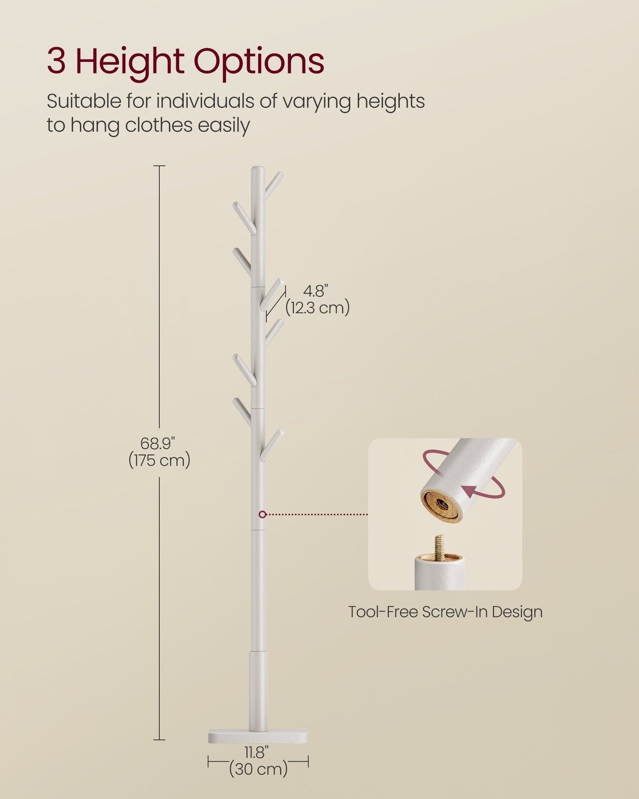 White Coat Stand with 8 Hooks - image 17