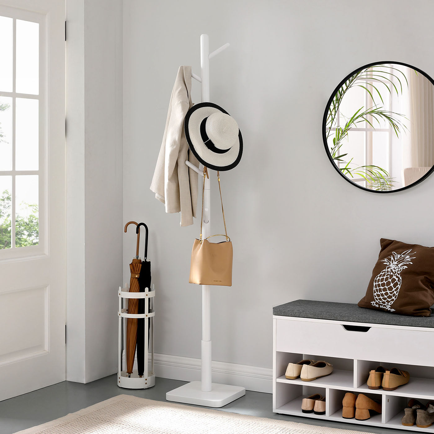 White Coat Stand with 8 Hooks - image 4