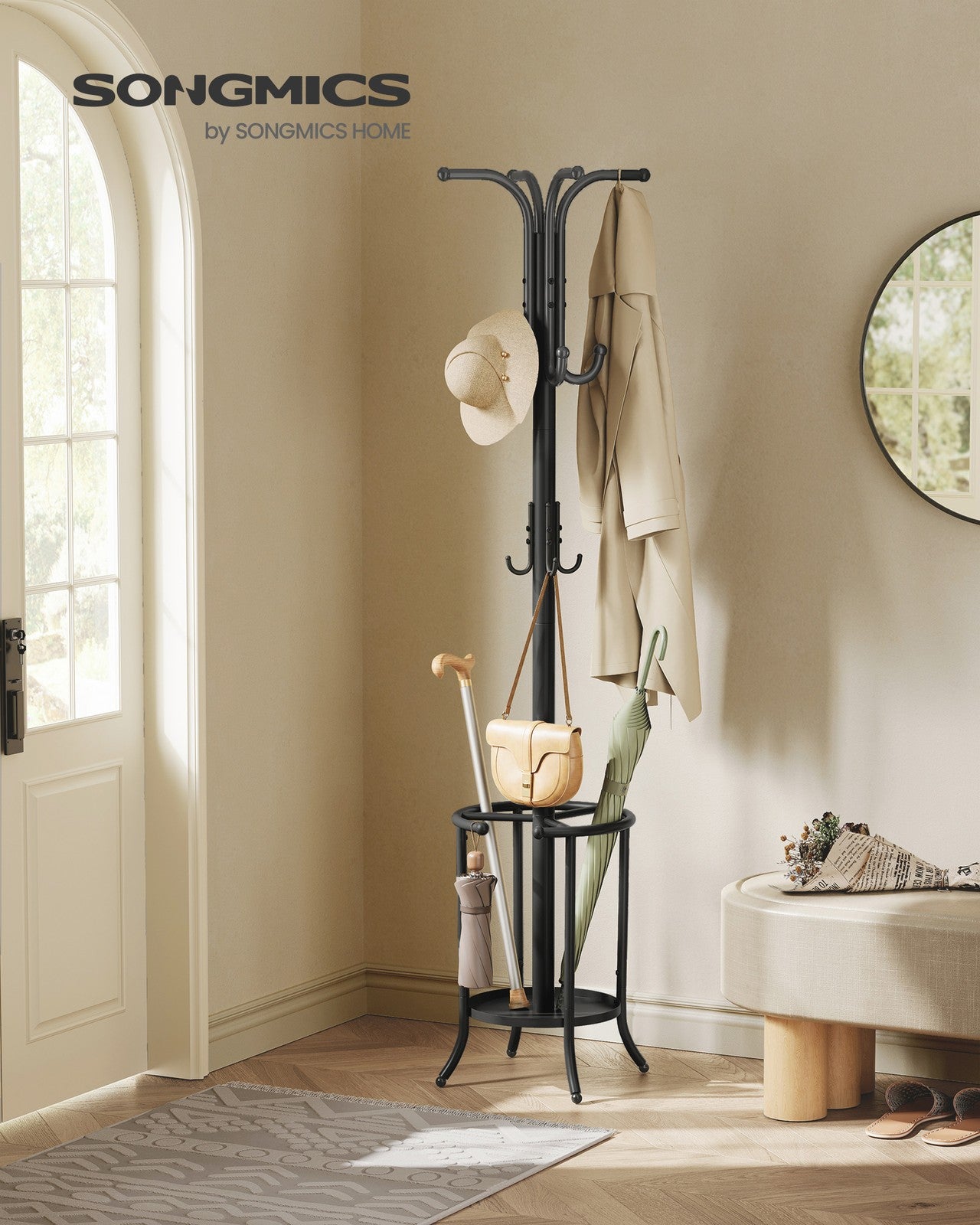 Freestanding Coat Rack with Umbrella Holder Ink Black - image 2