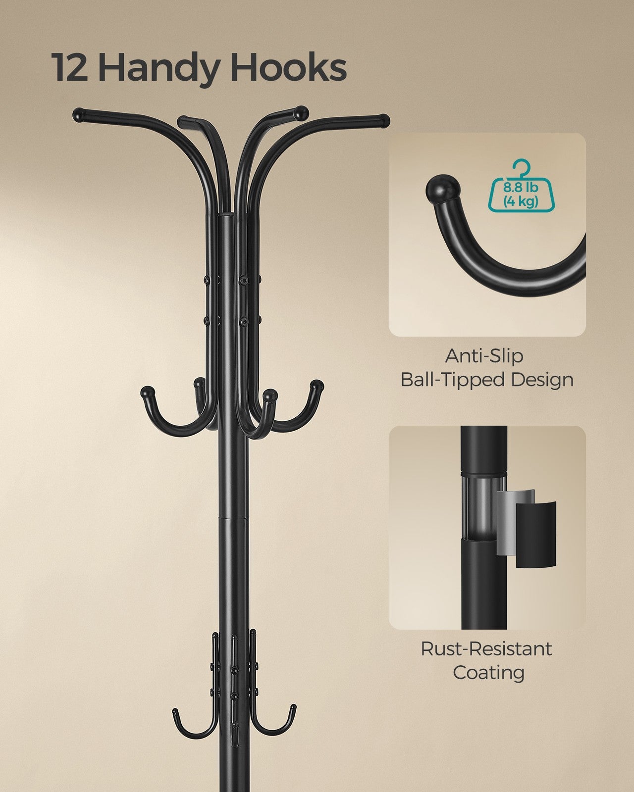 Freestanding Coat Rack with Umbrella Holder Ink Black - image 5