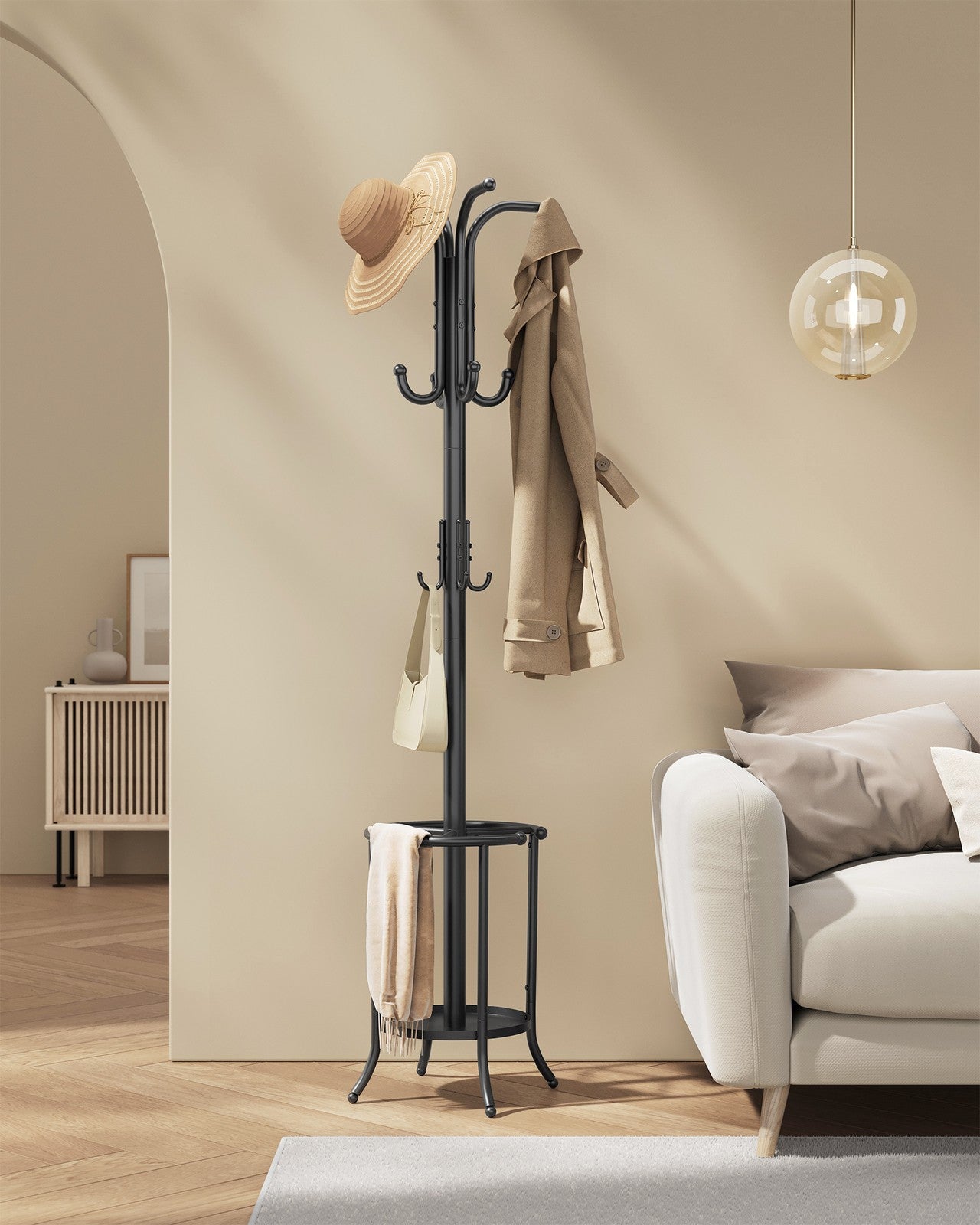 Freestanding Coat Rack with Umbrella Holder Ink Black - image 7