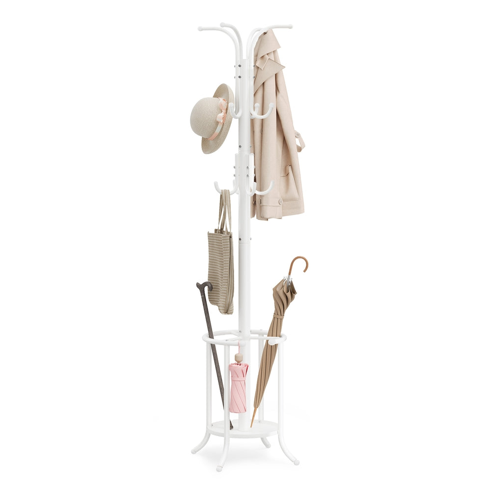 Freestanding Coat Rack with Umbrella Holder Pearl White - image 1