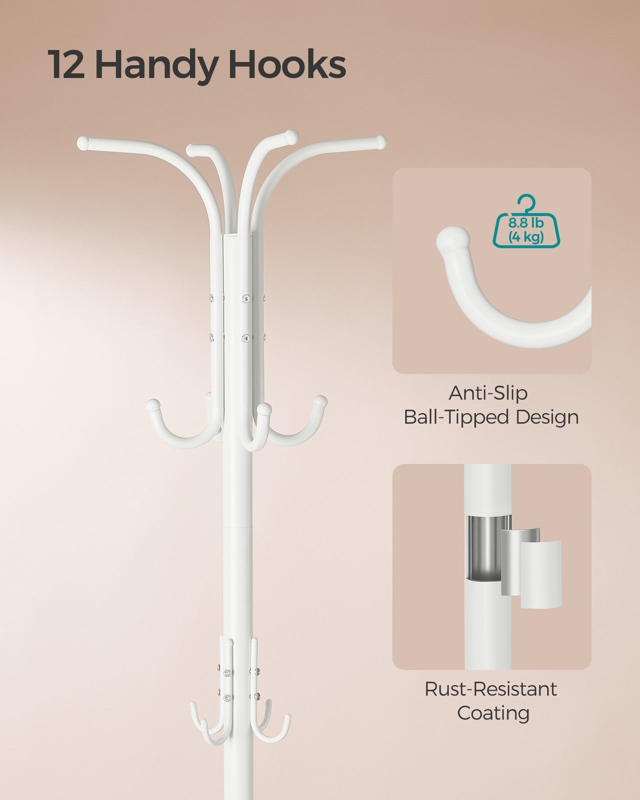 Freestanding Coat Rack with Umbrella Holder Pearl White - image 5