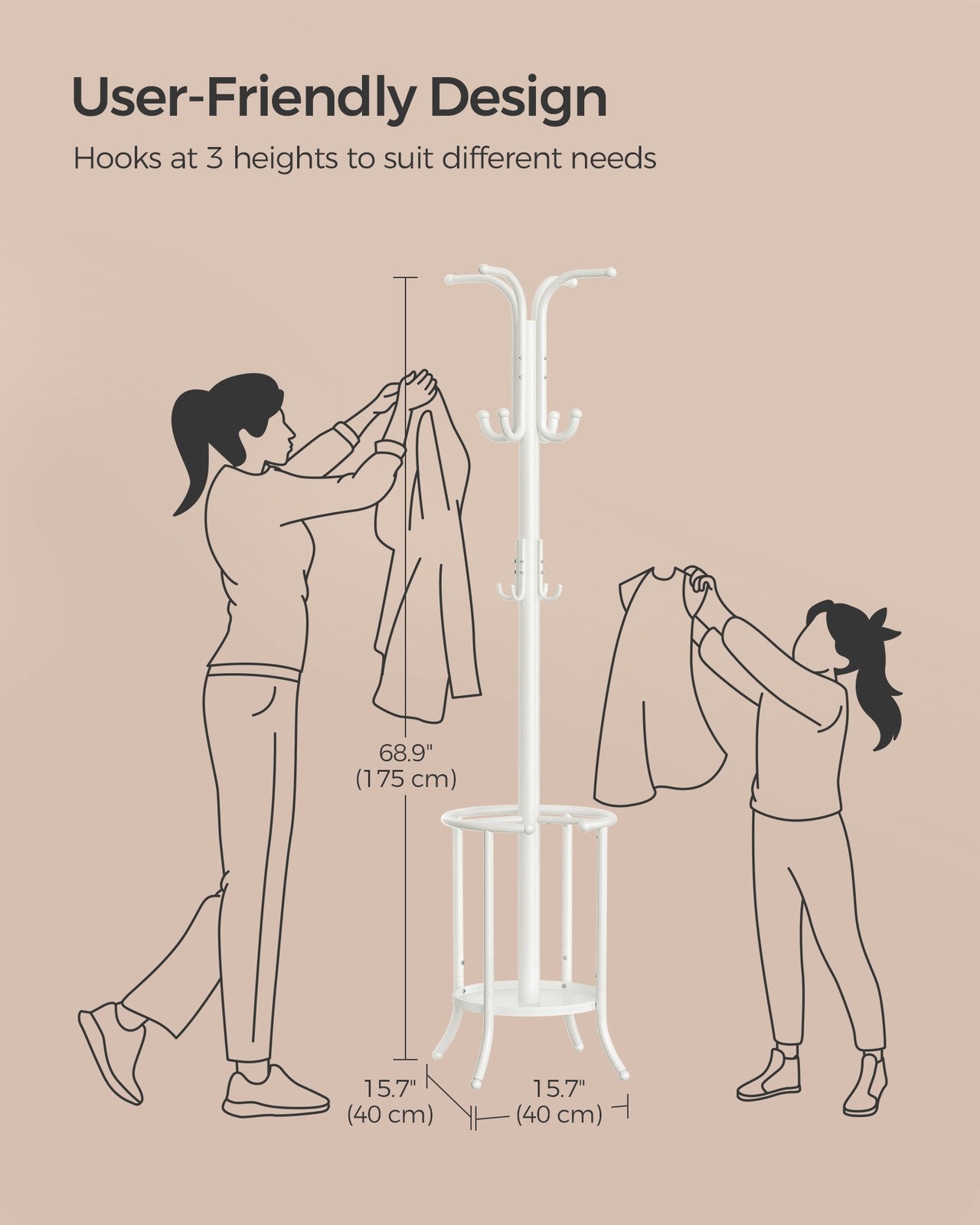 Freestanding Coat Rack with Umbrella Holder Pearl White - image 6